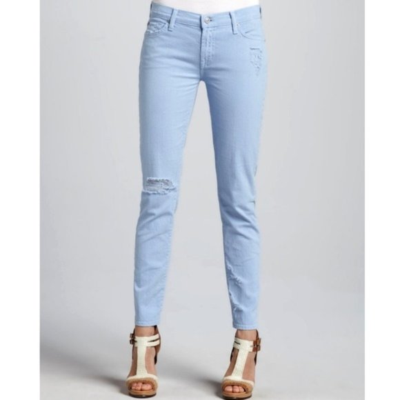 7 For All Mankind Slim Cigarette Distressed Jeans - Picture 1 of 7
